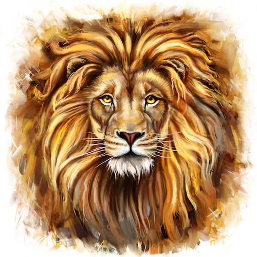 mature lion painted
